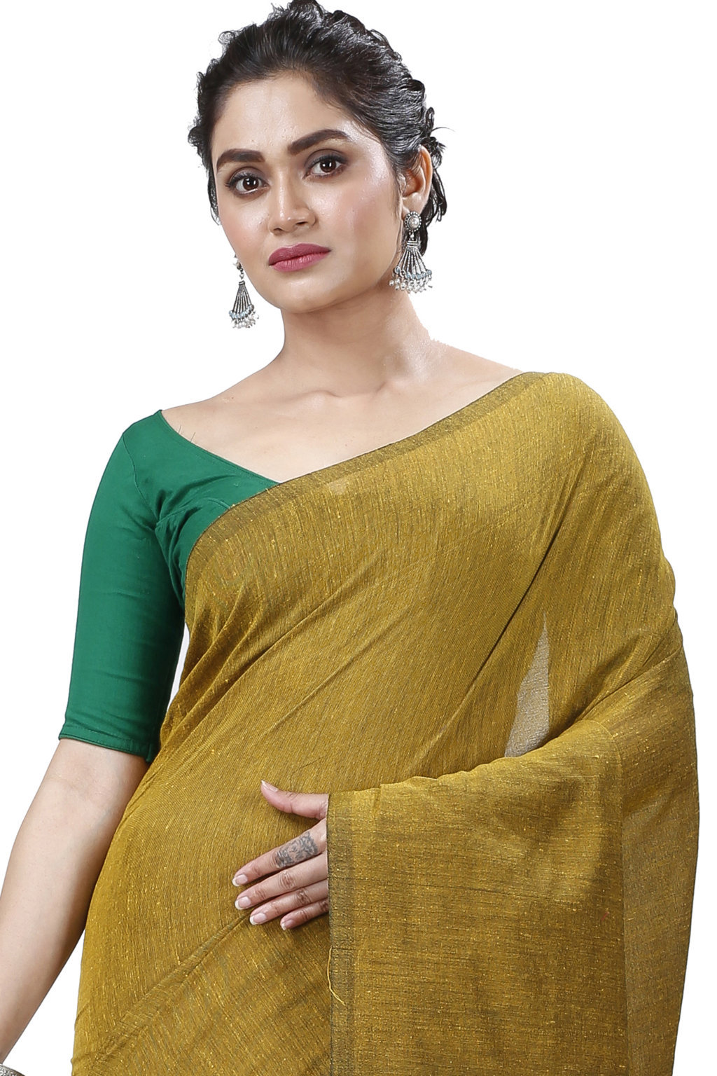 Brown Pure Cotton ThanKhadi Hand Loom Saree (5236)